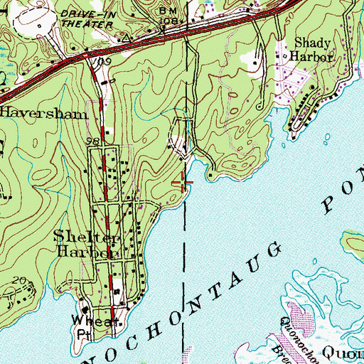 Topographic Map of Weekapaug Yacht Club, RI