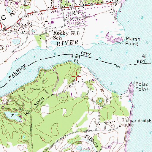 Topographic Map of Welling Cemetery, RI