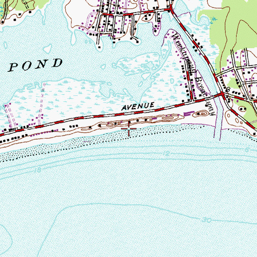 Topographic Map of Westerly Town Beach, RI