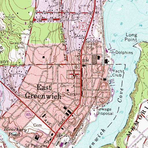 Topographic Map of East Greenwich Baptist Church, RI