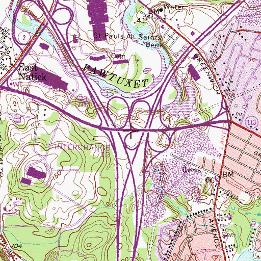 Topographic Map of Interchange 12, RI