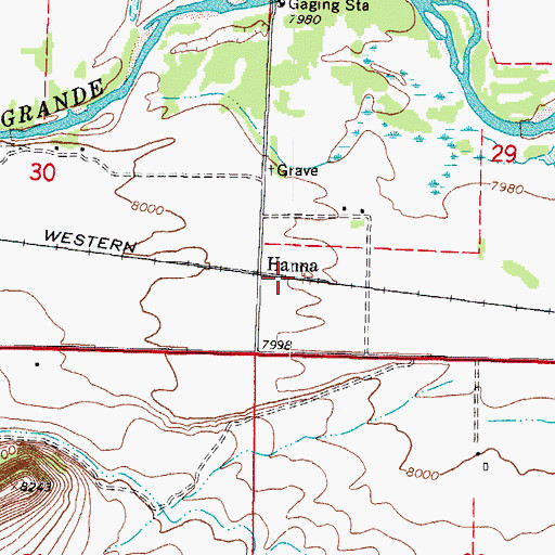 Topographic Map of Hanna, CO