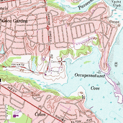 Topographic Map of Spring Greene Burial Ground, RI