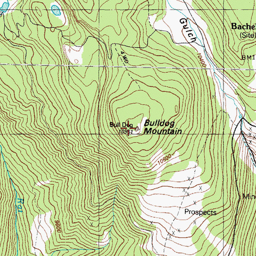 Topographic Map of Bulldog Mountain, CO