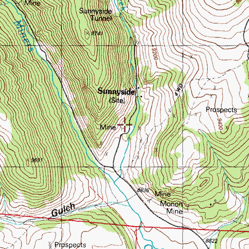 Topographic Map of Sunnyside, CO