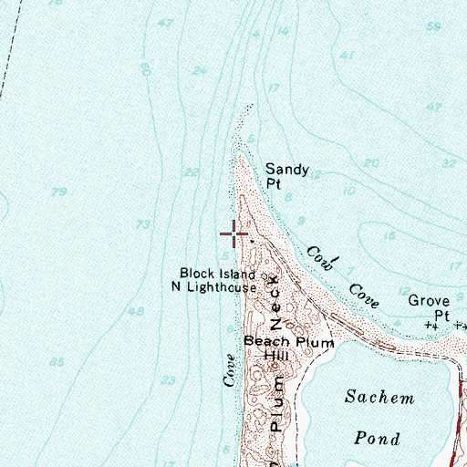 Topographic Map of North Light Interpretive Center, RI