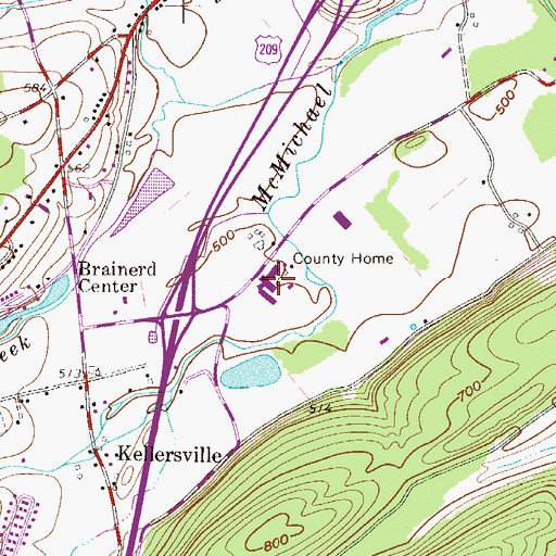 Topographic Map of Pleasant Valley Manor, PA
