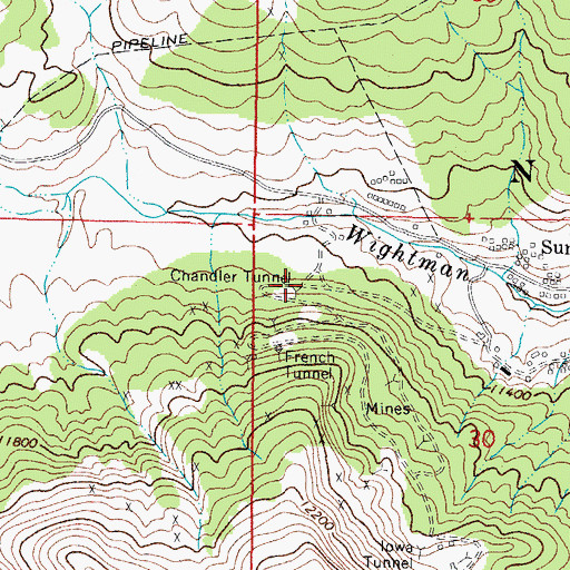 Topographic Map of Chandler Tunnel, CO
