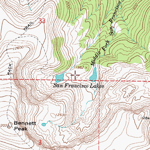 Topographic Map of San Francisco Lakes, CO