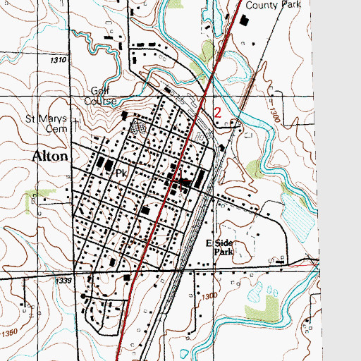 Topographic Map of Alton Post Office, IA