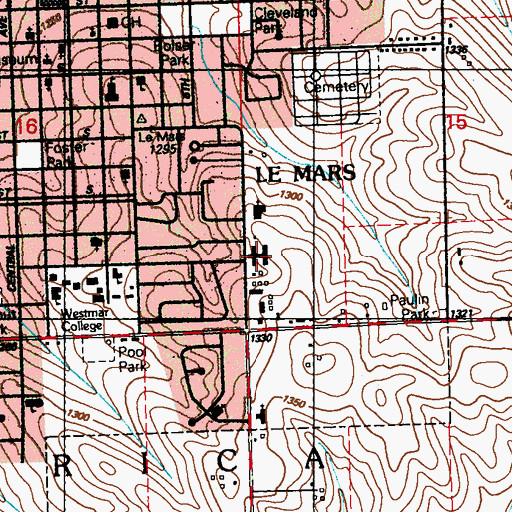 Topographic Map of Plymouth Manor Care Center, IA