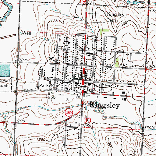Topographic Map of Kingsley Post Office, IA