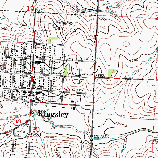 Topographic Map of Kingsley Baptist Church, IA