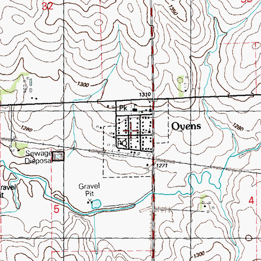 Topographic Map of Oyens Post Office, IA