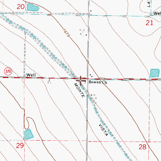 Topographic Map of Bowen Community United Church, CO