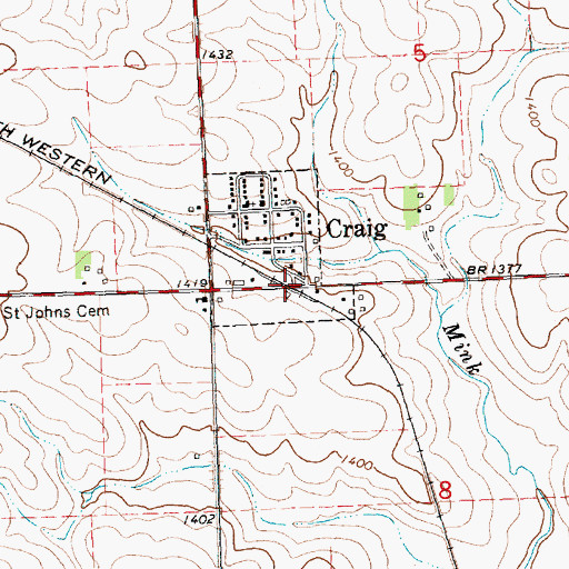Topographic Map of Craig (historical), IA