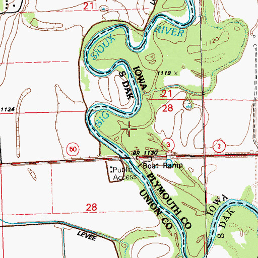 Topographic Map of Millsite Access, IA