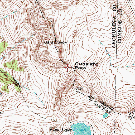 Topographic Map of Gunsight Pass, CO