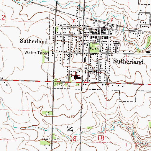 Topographic Map of South O'Brien Middle School, IA