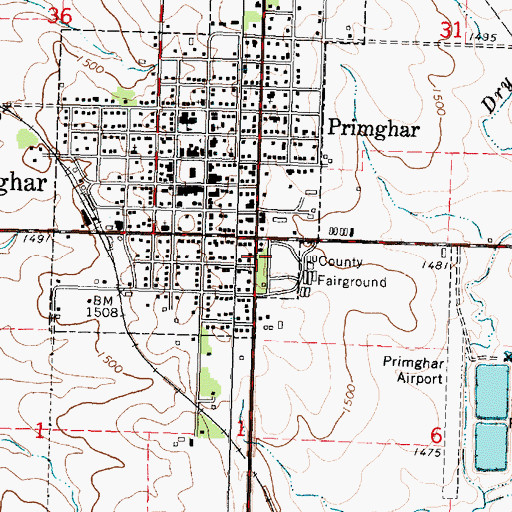 Topographic Map of Primghar City Park Campground, IA