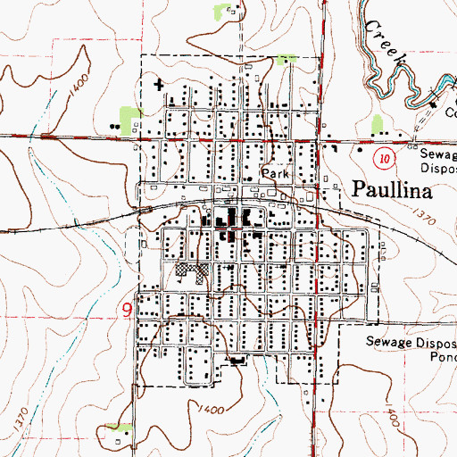 Topographic Map of Paullina Public Llibrary, IA