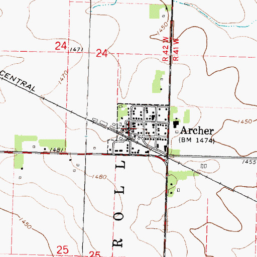 Topographic Map of Archer Public Library, IA