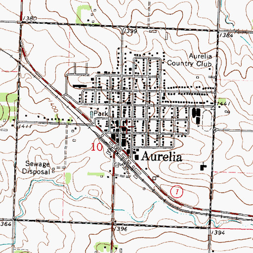 Topographic Map of Aurelia Post Office, IA