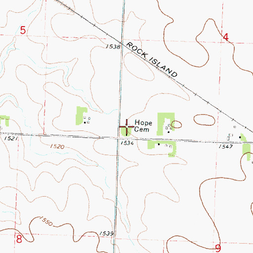Topographic Map of Hope German Presbyterian Cemetery, IA