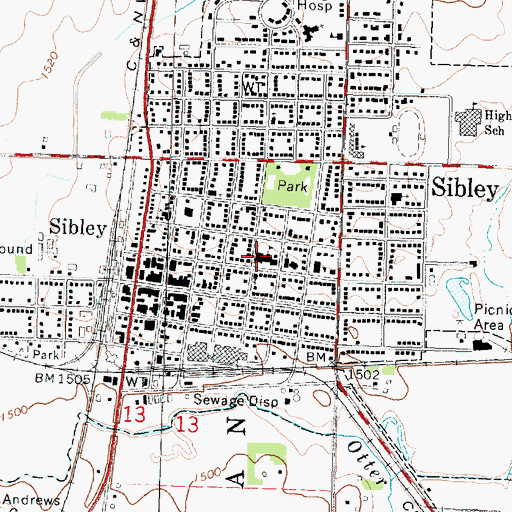 Topographic Map of Trinity Reformed Church, IA