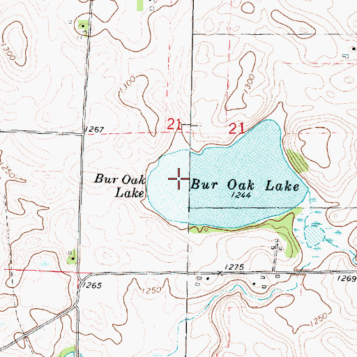 Topographic Map of Burr Oak Lake Wildlife Management Area, IA