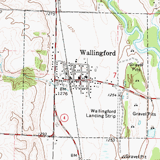 Topographic Map of Wallingford City Hall, IA