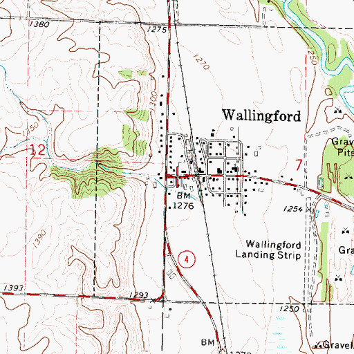 Topographic Map of Wallingford Post Office, IA