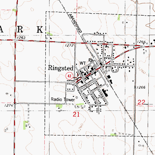 Topographic Map of Ringsted Public Library, IA