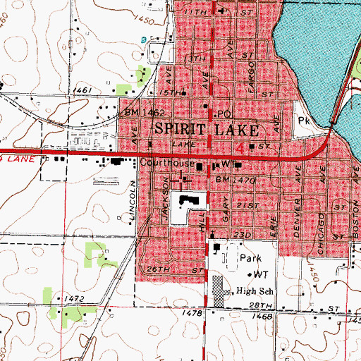 Topographic Map of Spirit Lake Baptist Church, IA