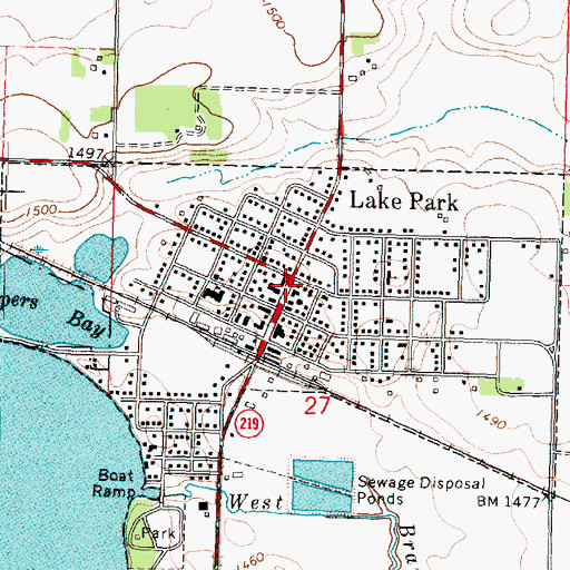 Topographic Map of Lake Park Care Center, IA