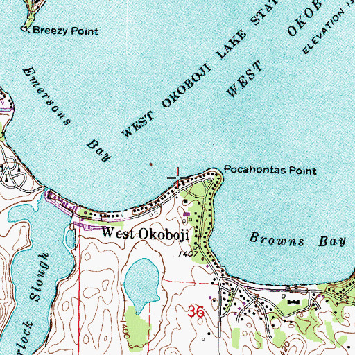Topographic Map of Jones Beach, IA