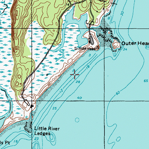 Topographic Map of Mile Beach, ME