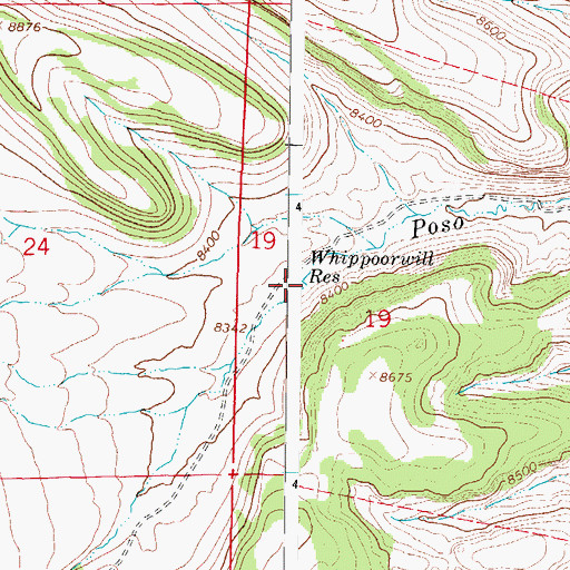 Topographic Map of Whippoorwill Reservoir, CO
