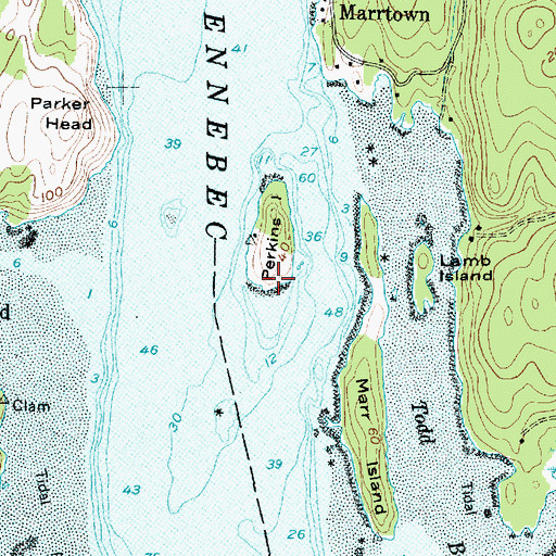 Topographic Map of Perkins Island Light Station, ME