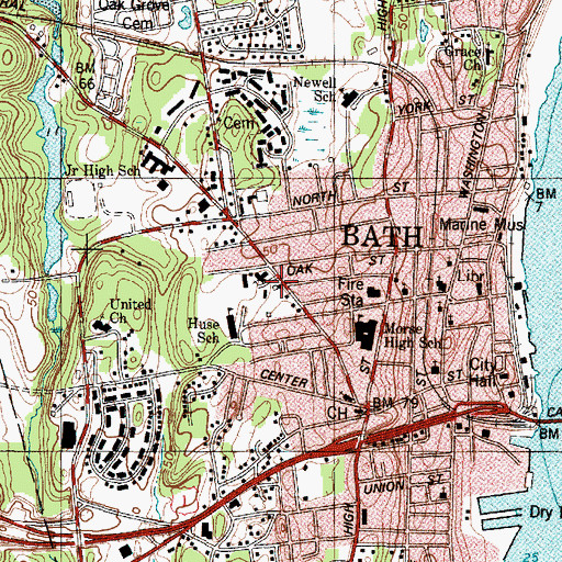 Topographic Map of Saint Marys Catholic Church, ME