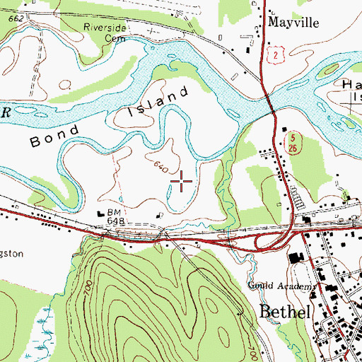 Topographic Map of Bethel Outdoor Adventures Campground, ME
