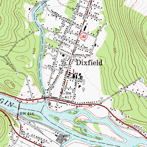 Topographic Map of Dixfield Historical Society, ME