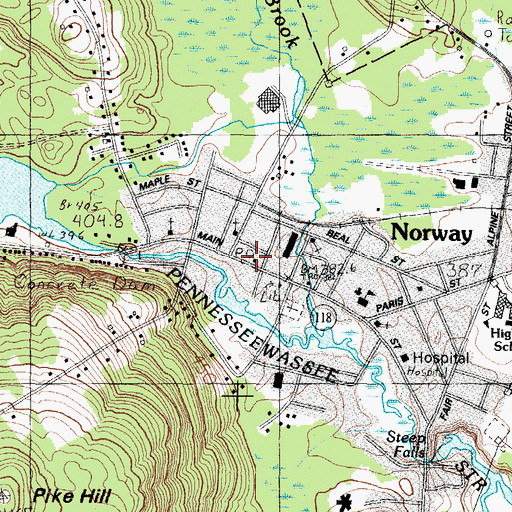 Topographic Map of Norway Historic District, ME