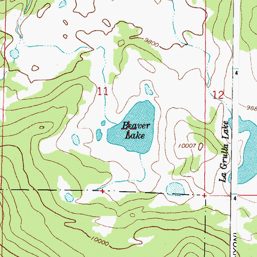 Topographic Map of Beaver Lake, CO