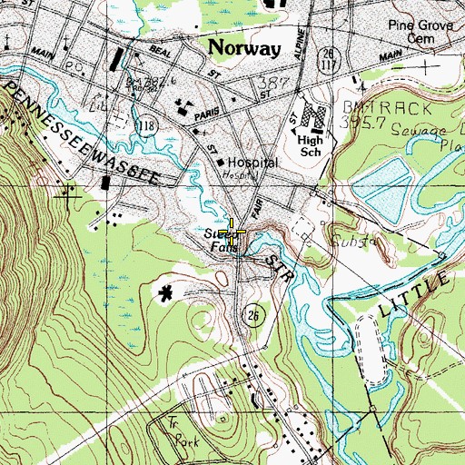 Topographic Map of Steep Falls, ME