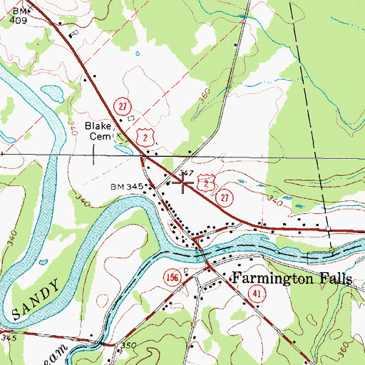 Topographic Map of Farmington Falls Union Baptist Church, ME