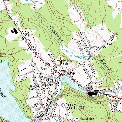 Topographic Map of Gerald Cushing School, ME