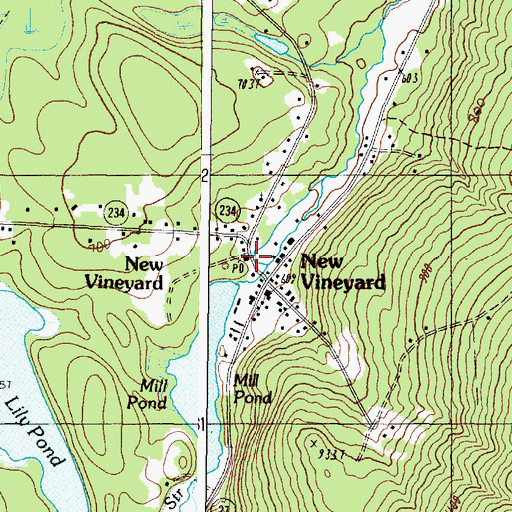 Topographic Map of New Vineyard Post Office, ME