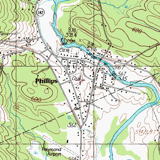Topographic Map of Phillips - Maine Cemetery, ME