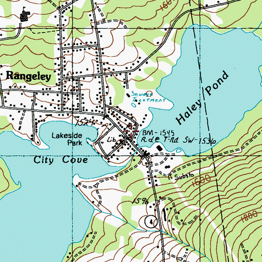 Topographic Map of Rangeley Free Baptist Church, ME